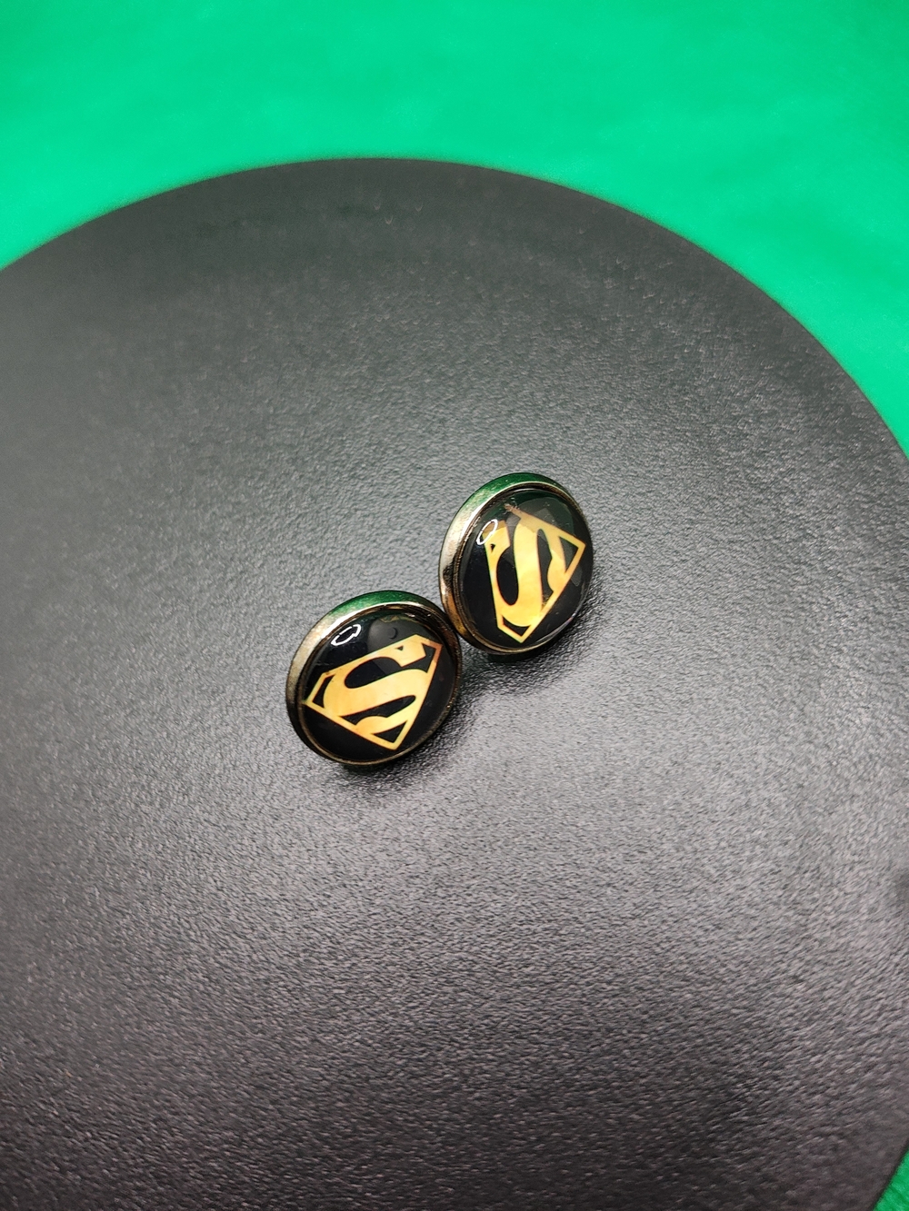 Gold and Black Shield Stud Earrings - Women Jewelry